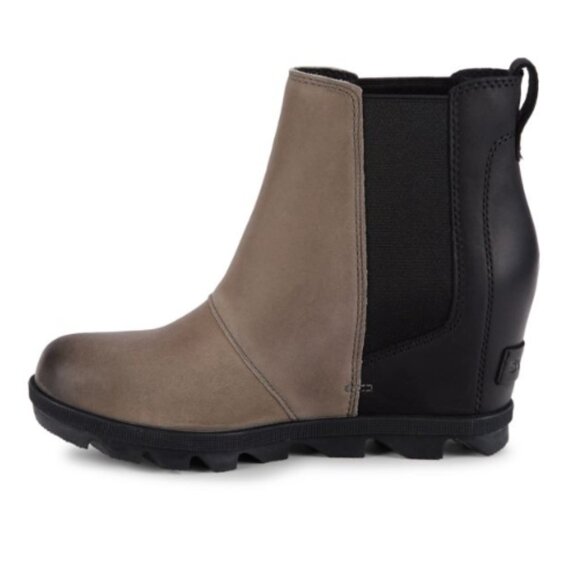 Sorel Lea Wedge Boots Chelsea Joan Arctic Leather Ankle Bootie Quarry SZ 11 - Picture 3 of 8